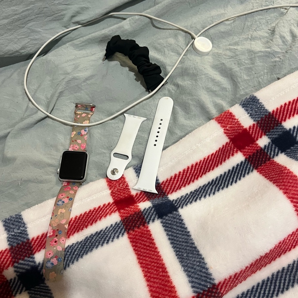 Apple Smartwatch with Floral and White Bands